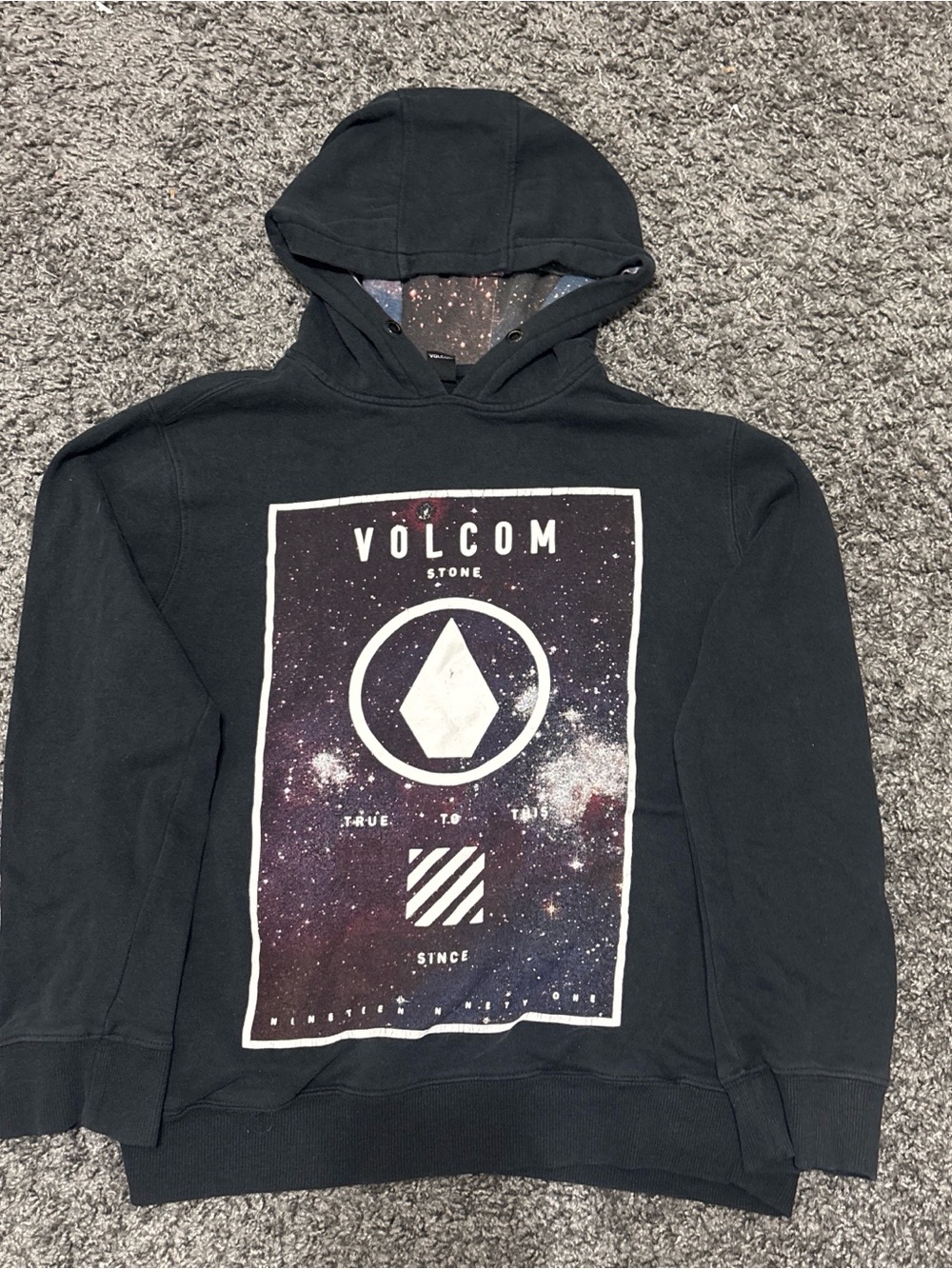 Volcom Black Hoodie with Purple Galaxy Print